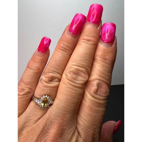 NEW Sunfire beryl and zircon ring in platinum over sterling silver size 6 - Picture 4 of 11